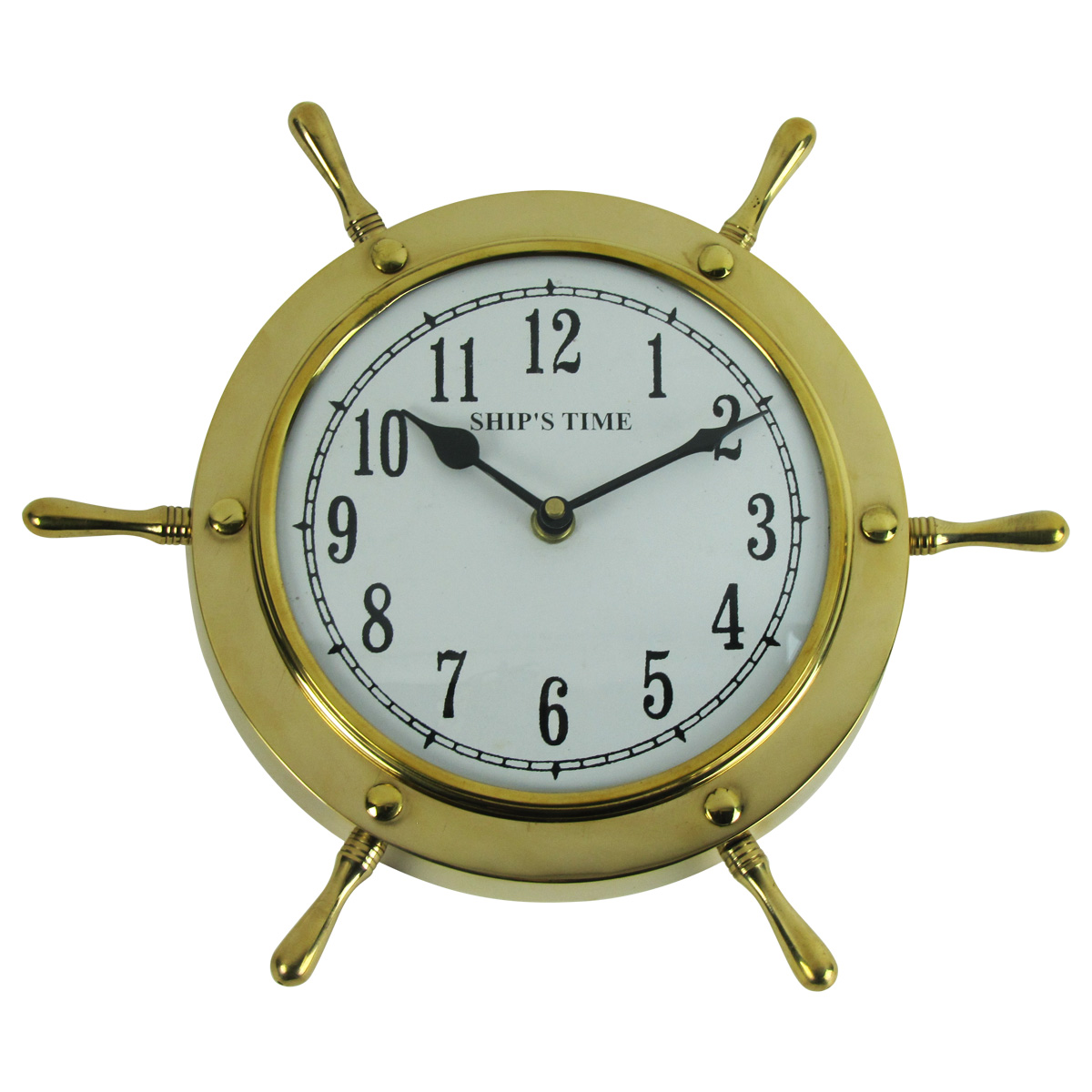 Solid Brass Ships Wheel Helm Shipwheel Wall Clock Nautical Beach/boat/ship Decor for sale online