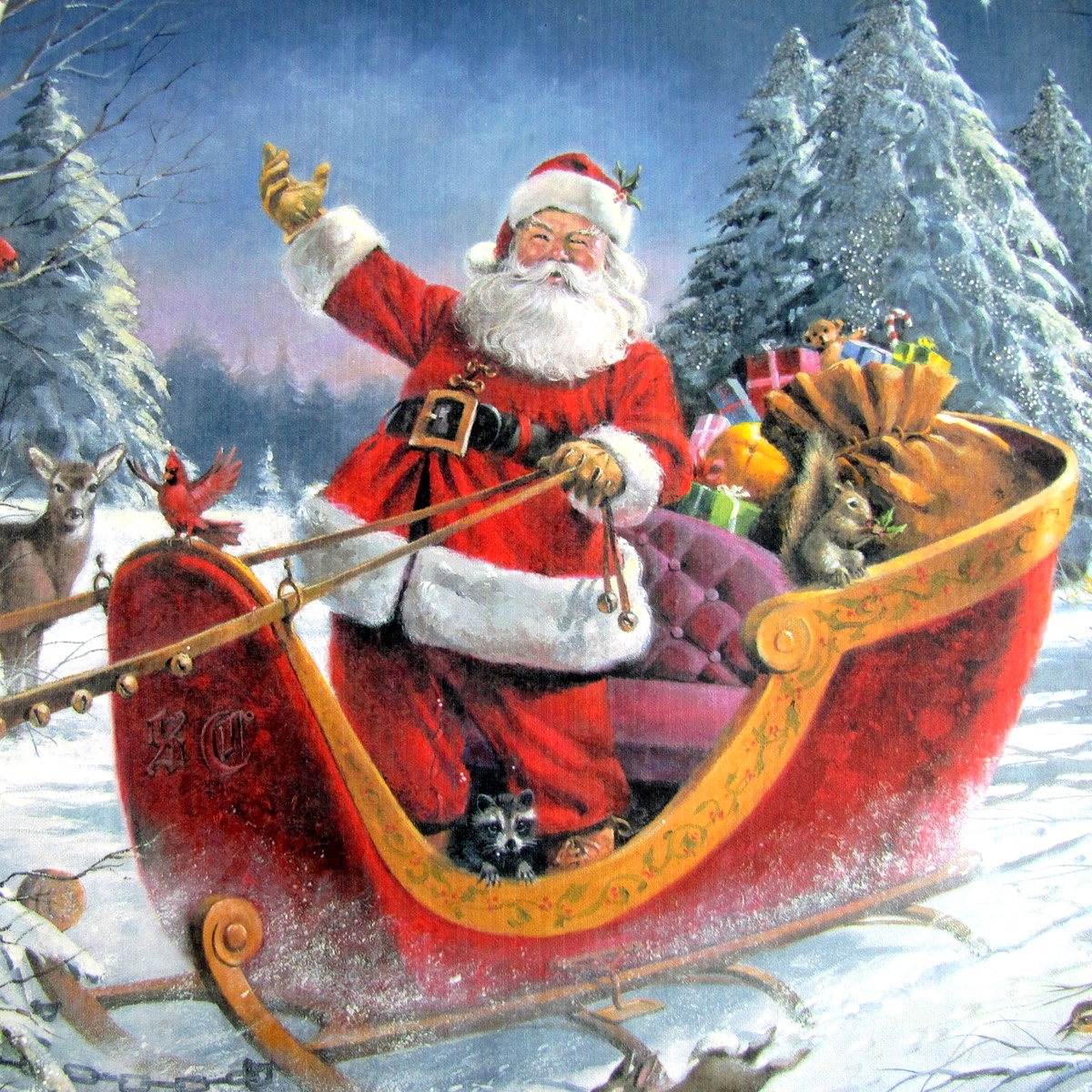 Vintage Santa Claus Large Canvas Print Decoration Wall Art Christmas 